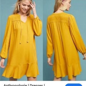 Anthropologie Maeve Mustard Dress